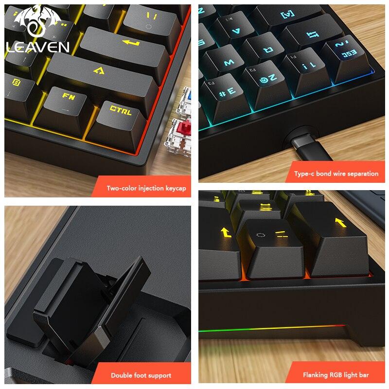 Wired Mechanical Keyboard 61 Keys RGB Lights